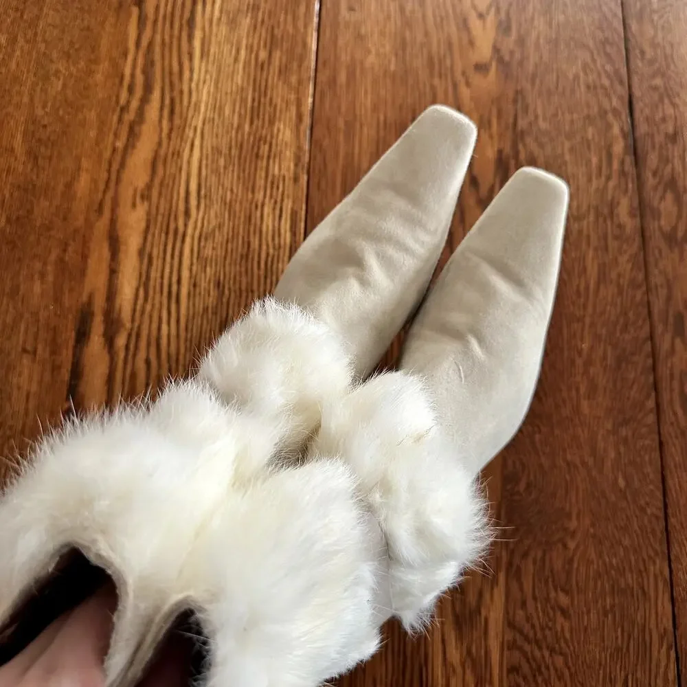 Nine West Rabbit Fur Suede Boot Sz 8.5 - Picture 3 of 10